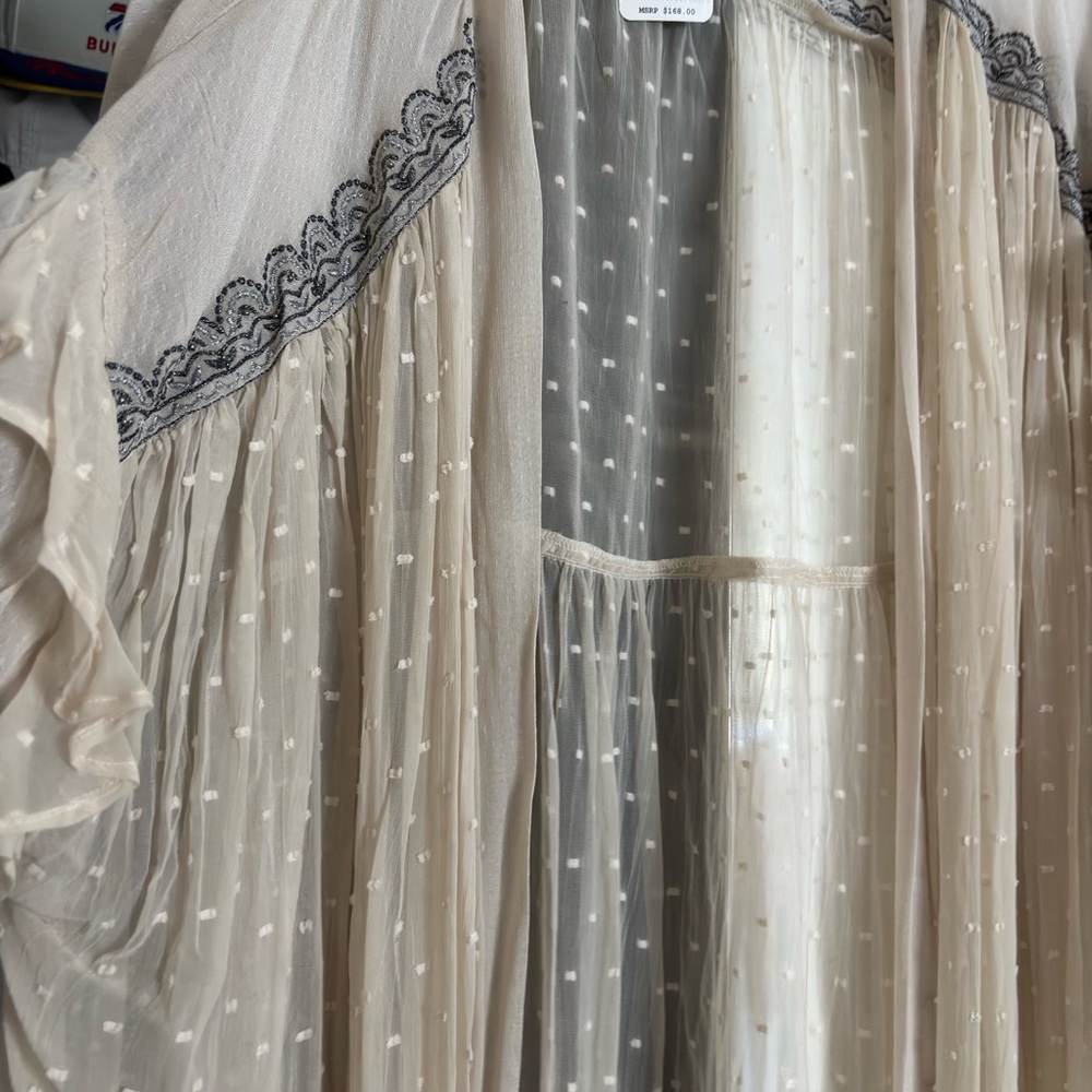 Free People Sheer Cream Long Kimono - Picture 6 of 7
